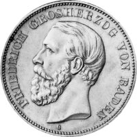 J.027 Baden 5 Mark 1875 - 1888 - Großherzog...