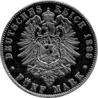 J.044 Bayern 5 Mark 1888 -D- König Otto - Silber ss-vz