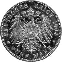 J.075 Hessen-Darmstadt 5 Mark 1904 - 400. Geburtstag Philipp des Großmütigen - Silber vz