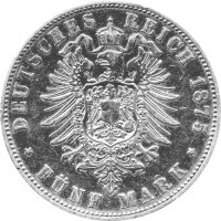 J.067 Hessen-Darmstadt 5 Mark 1875 -H- Großherzog Ludwig IIII. - Silber s-ss