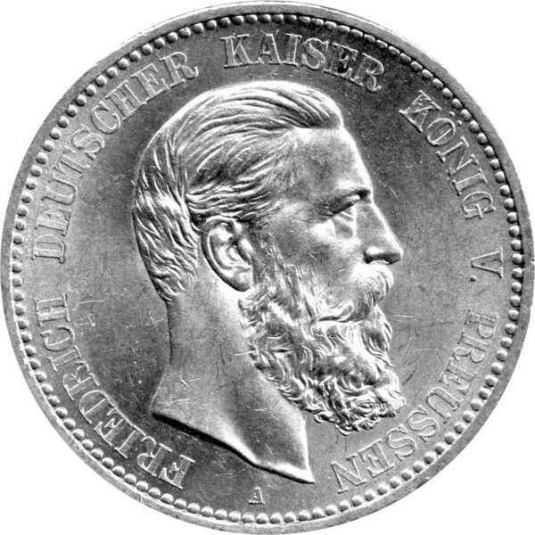 J.099 Preußen 5 Mark 1888 - Kaiser Friedrich III. - Silber vz