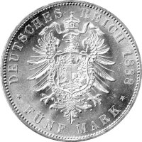 J.099 Preußen 5 Mark 1888 - Kaiser Friedrich III. - Silber vz