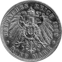 J.153b Sachsen-Meiningen 5 Mark 1902 - 1908 Herzog Georg II. - Silber ss