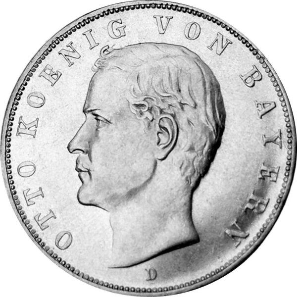 J.047 Bayern 3 Mark 1908 - 1913 - König Otto - Silber ss-vz