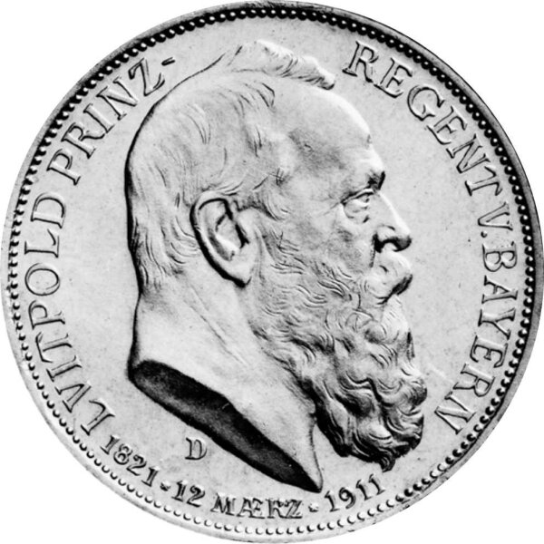 J.049 Bayern 3 Mark 1911 - Prinzregent Luitpold - Silber ss
