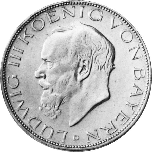J.052 Bayern 3 Mark 1914 - König Ludwig III. - Silber ss