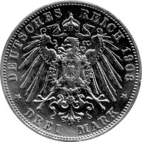 J.152 Sachsen-Meiningen 3 Mark 1908 Herzog Georg II. - Silber ss