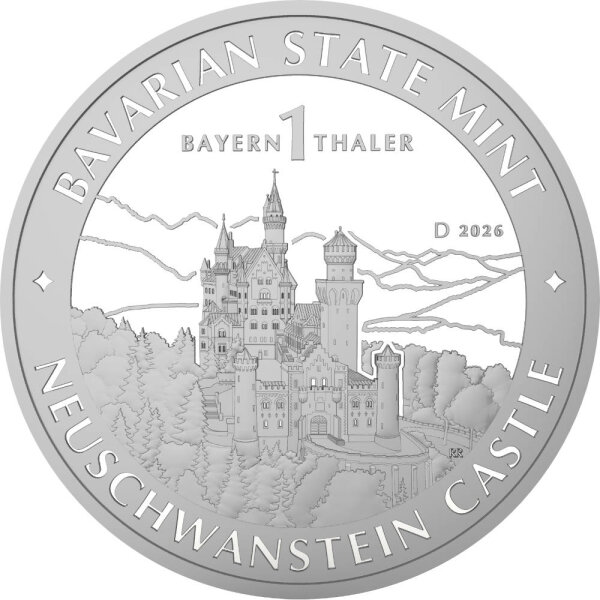Bayern Thaler 2. Ausgabe Schloss Neuschwanstein 2026 1 oz Silber