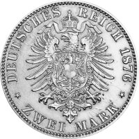 J.041 Bayern 2 Mark 1876 - 1883 - König Ludwig II. - Silber ss