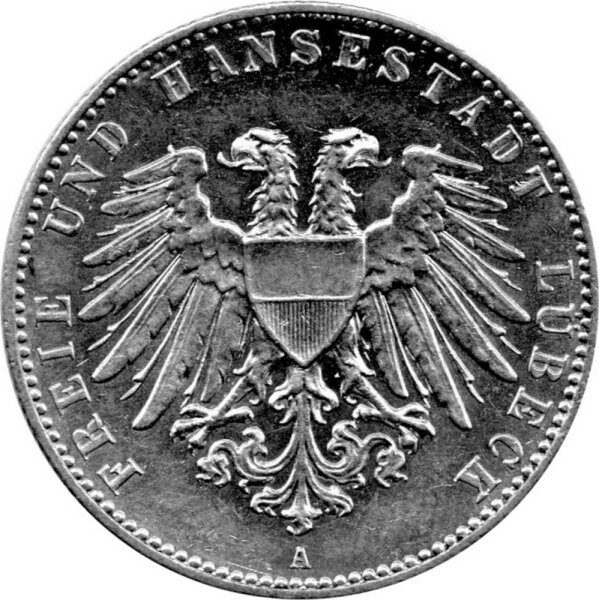 J.080 Lübeck 2 Mark 1901 -A- Stadtwappen - Silber vz