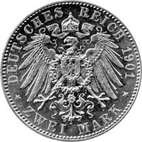 J.080 Lübeck 2 Mark 1901 -A- Stadtwappen - Silber vz