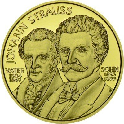 Österreich 500 Schilling 1999 Johann Strauss Vater und Sohn Gold