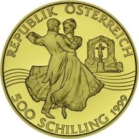 Österreich 500 Schilling 1999 Johann Strauss Vater und Sohn Gold
