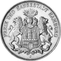 J.063 Hamburg 2 Mark 1892 - 1914 - Stadtwappen - Silber...