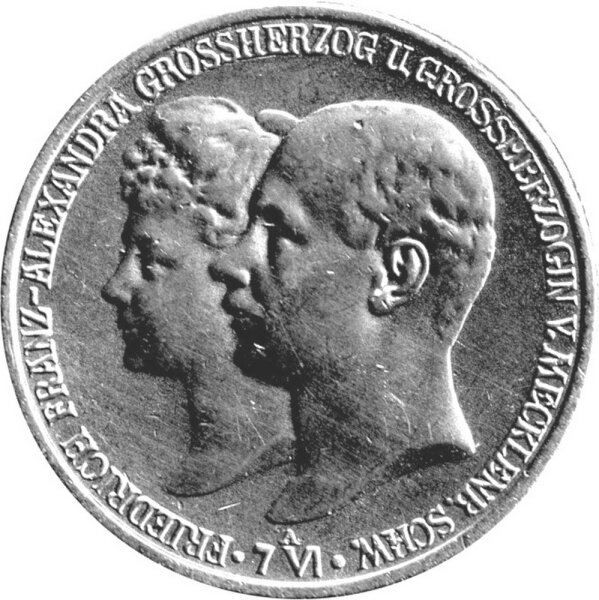 J.086 Mecklenburg-Schwerin 2 Mark 1904  - Zur Hochzeit des Großherzogs 1904 - Silber ss