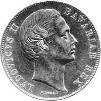 Bayern 1 Vereinstaler "Madonnentaler" 1866 - König Ludwig II. 1864-1886 - ss -  KM#877