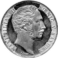 Bayern 2 Gulden 1855 "Mariensäule" - König Maximilian II. Joseph 1848-1864 - Hintergrund poliert