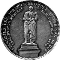 Bayern 2 Taler "Geschichtstaler - Johann Christoph von Gluck-Statue" 1848 - König Maximilian II. Joseph 1848-1864, KM#833.1 - Silber ss-vz