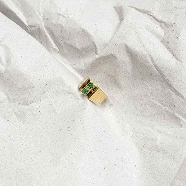 Ring "Doppelsmaragd" 585/1000 Gold Größe 53 - Vintage