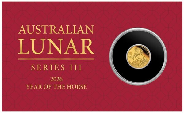 Australien Lunar III 2026 Jahr des Pferdes 0,5 Gramm Gold im Blister