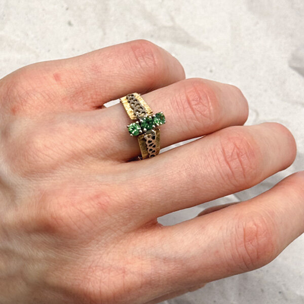 Ring "Smaragdstern" 585/1000 Gold Größe 51 - Vintage