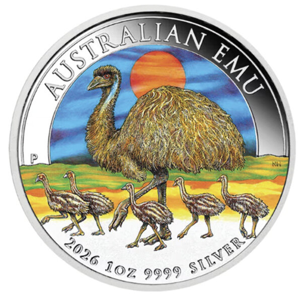 Australien Emu 2026 1 oz Silber | Coloriert