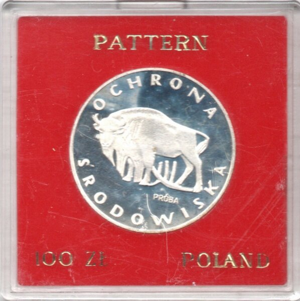 Polen 100 Zlotych 1977 PROBE - Wisent - Silber PP in Originalkapsel