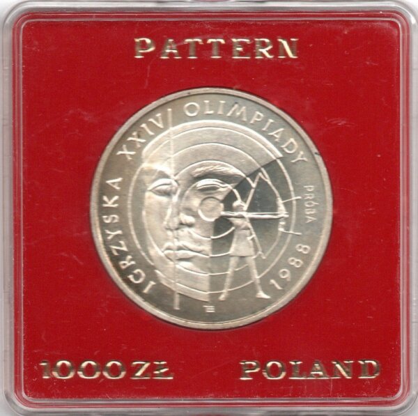 Polen 1.000 Zlotych 1987 PROBE - XXIV. Olympische Sommerspiele 1988 in Seoul - Silber PP in Originalkapsel