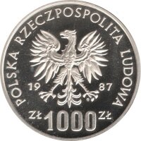Polen 1.000 Zlotych 1987 PROBE - XXIV. Olympische Sommerspiele 1988 in Seoul - Silber PP in Originalkapsel