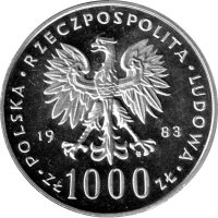 Polen 1.000 Zlotych 1983 - Papstbesuch - Silber PP