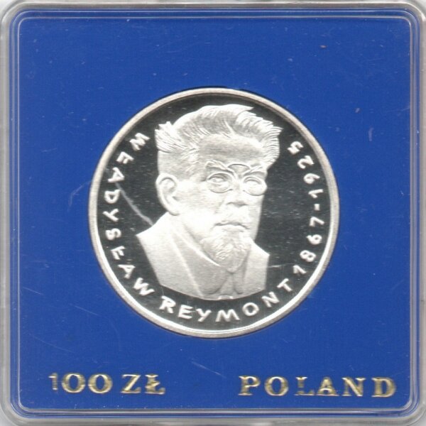Polen 100 Zlotych 1977 - Wladyslaw Reymont - Silber PP in Originalkapsel