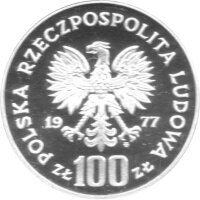 Polen 100 Zlotych 1977 - Wladyslaw Reymont - Silber PP in Originalkapsel