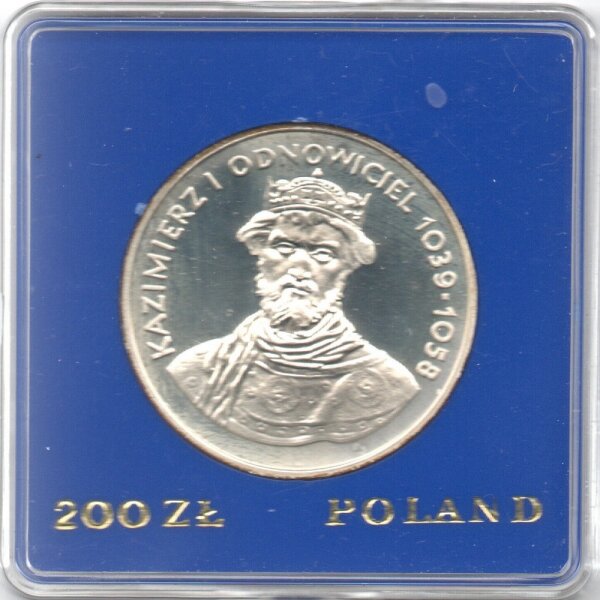 Polen 200 Zlotych 1981 - Herzog Kasimir I. "Der Erneuerer" - Silber PP in Originalkapsel