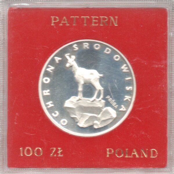 Polen 100 Zlotych 1979 PROBE - Gämse - Silber PP in Originalkapsel