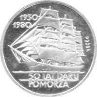 Polen 100 Zlotych 1980 PROBE - 50 Jahre Schulschiff "Daru Pomorza" - Silber PP in Originalkapsel
