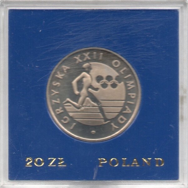 Polen 20 Zlotych 1980 - XXII. Olympische Sommerspiele 1980 in Moskau - Ku-Ni PP in Originalkapsel