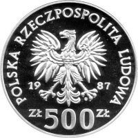 Polen 500 Zlotych 1987 - XV. Olympische Winterspiele 1988 in Calgary - Silber PP