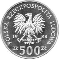 Polen 500 Zlotych 1988 - XIV. Fußball WM 1990 in Italien - Silber PP