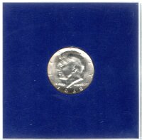 USA 1/2 Dollar 1968 - J. F. Kennedy mit Gegenstempel Ankunft Johannes Paul II. 1979 - Silber