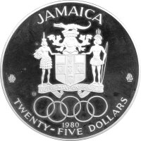 Jamaica 25 Dollars 1980 - XXII. Olympische Sommerspiele 1980 in Moskau "Olympiasieger" - Silber PP