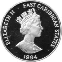 Ostkaribische Staaten 10 Dollars 1994 - XV. Fußball-WM 1994 in den USA - Silber PP
