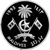 Malediven 250 Rufiyaa1993 - XV. Fußball WM 1994 in den USA - Silber PP