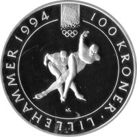 Norwegen 100 Kroner 1991 - Olav V. XVII. Olympische...