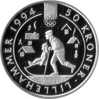Norwegen 50 Kroner 1992 - Olav V. XVII. Olympische...