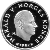 Norwegen 50 Kroner 1992 - Olav V. XVII. Olympische Winterspiele 1994 in Lillehammer - Silber PP