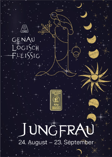 Geschenkbarren "Sternzeichen Jungfrau"  - 0,5 Gramm Goldbarren