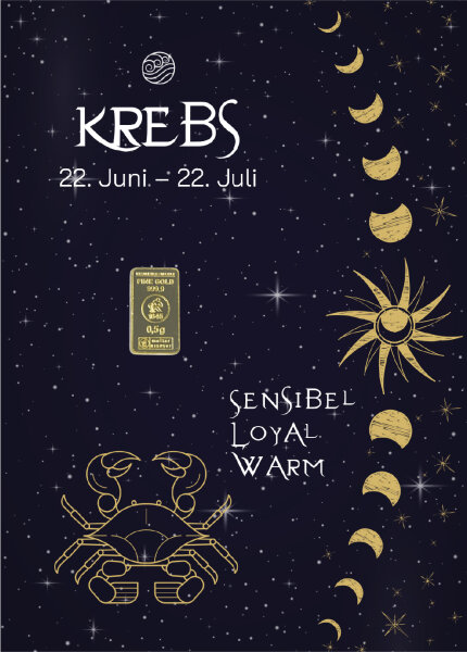 Geschenkbarren "Sternzeichen Krebs"  - 0,5 Gramm Goldbarren