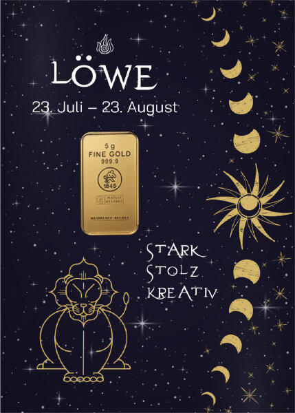 Geschenkbarren "Sternzeichen Löwe" - 5 Gramm Goldbarren