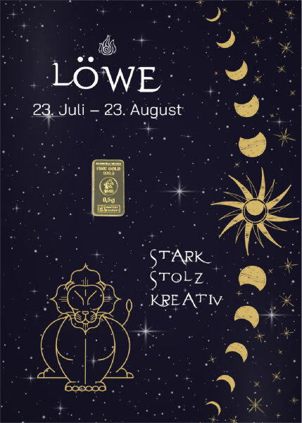 Geschenkbarren "Sternzeichen Löwe"  - 0,5 Gramm Goldbarren
