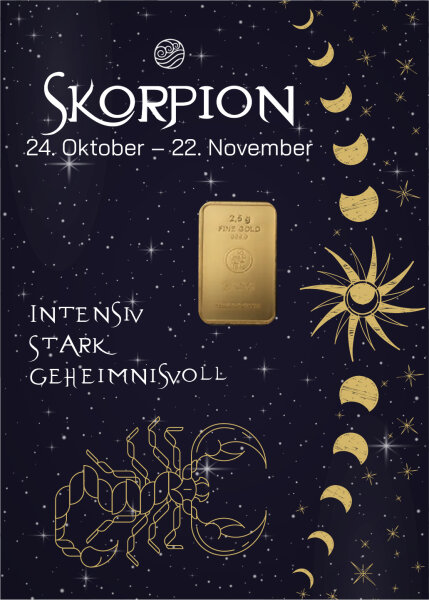 Geschenkbarren "Sternzeichen Skorpion" - 2,5 Gramm Goldbarren